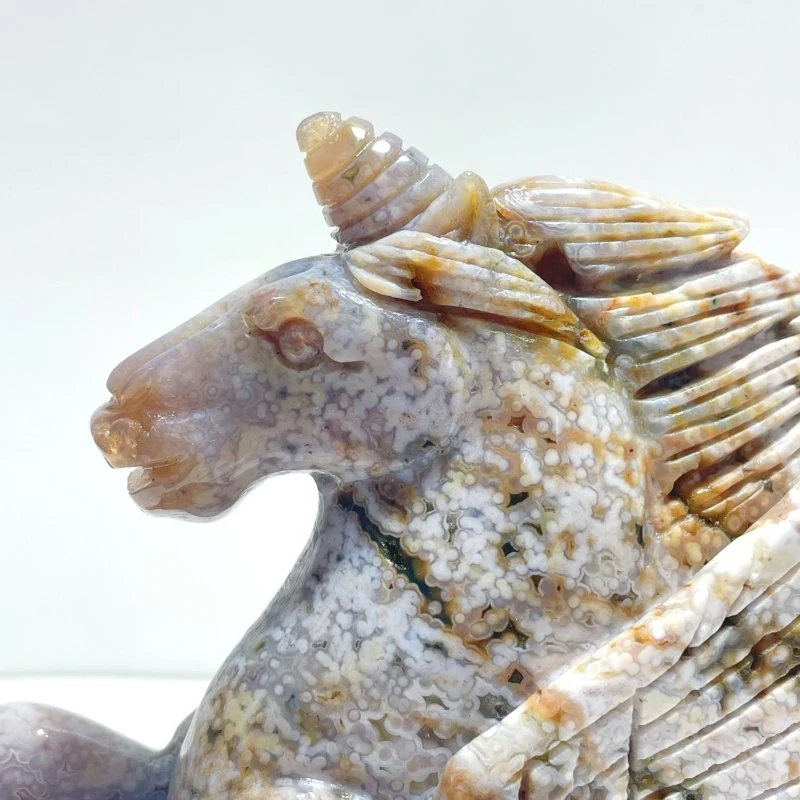 Unique 8th Vein Ocean Jasper Unicorn/Pegasus Carving - Image 3