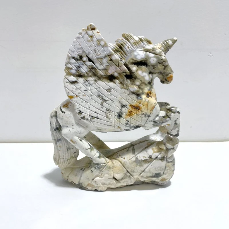 Unique 8th Vein Ocean Jasper Unicorn/Pegasus Carving