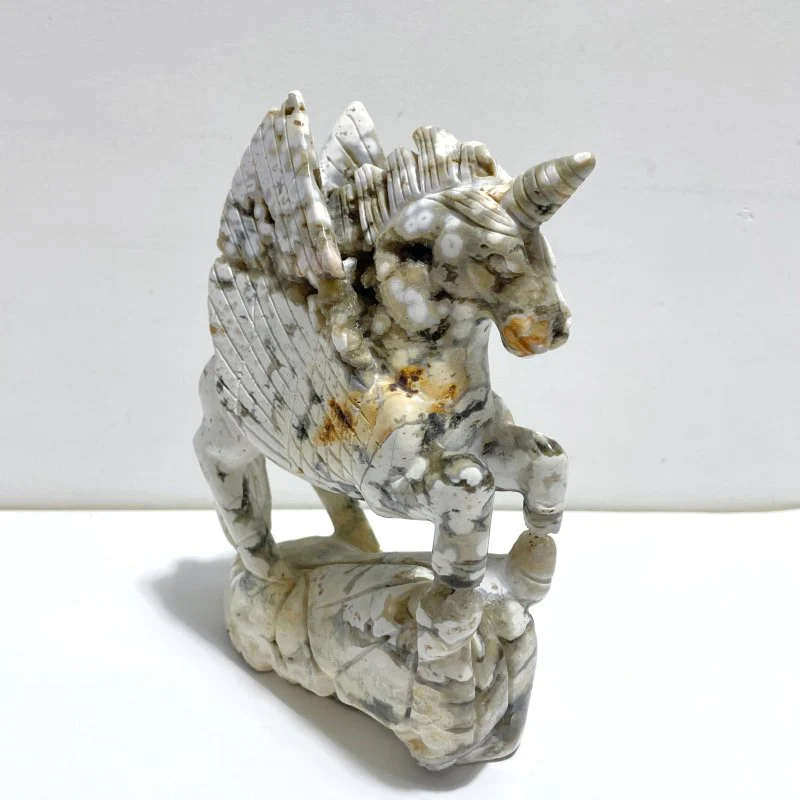 Unique 8th Vein Ocean Jasper Unicorn/Pegasus Carving - Image 3