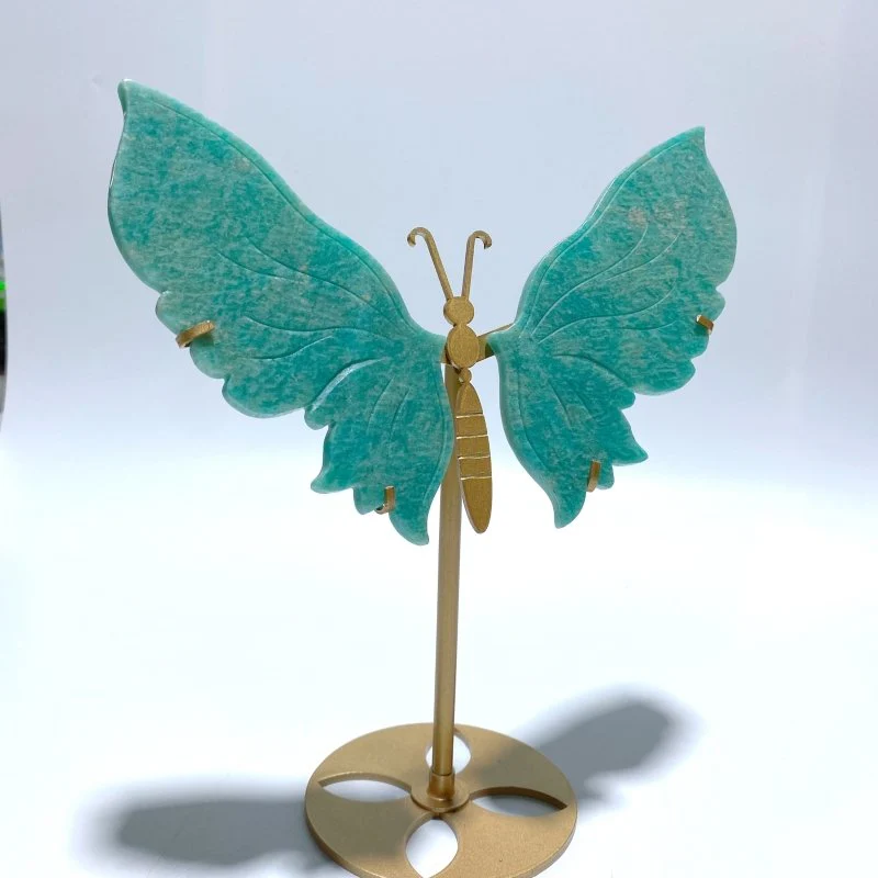 Unique Amazonite Butterfly Carving Wing With Stand
