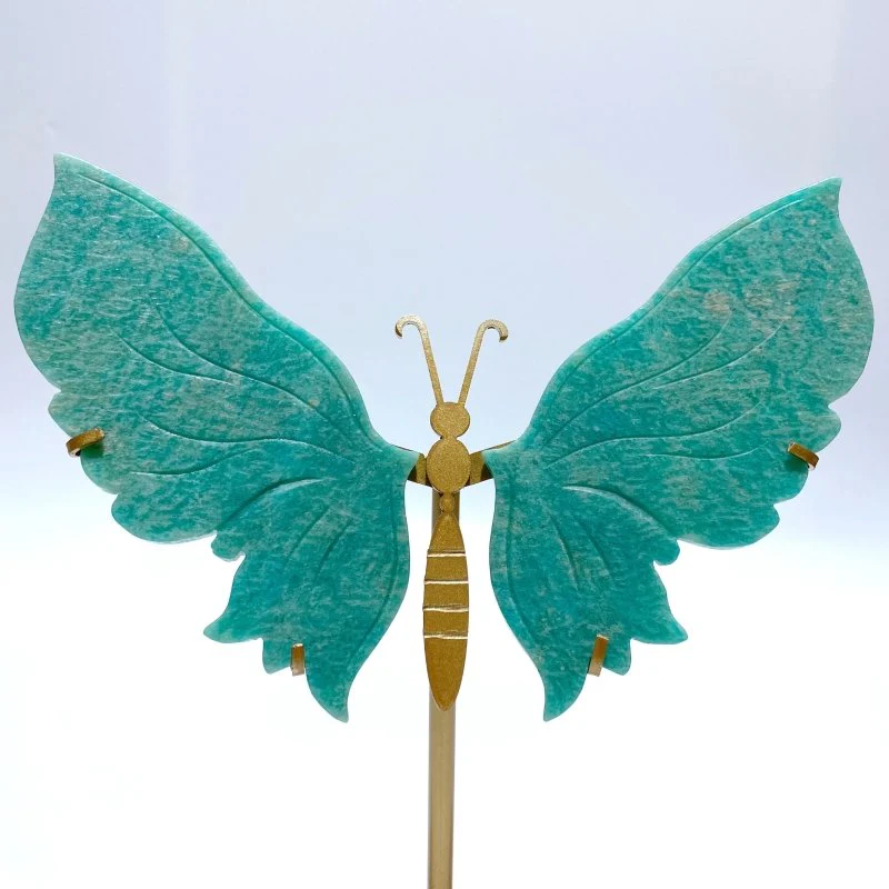 Unique Amazonite Butterfly Carving Wing With Stand - Image 2