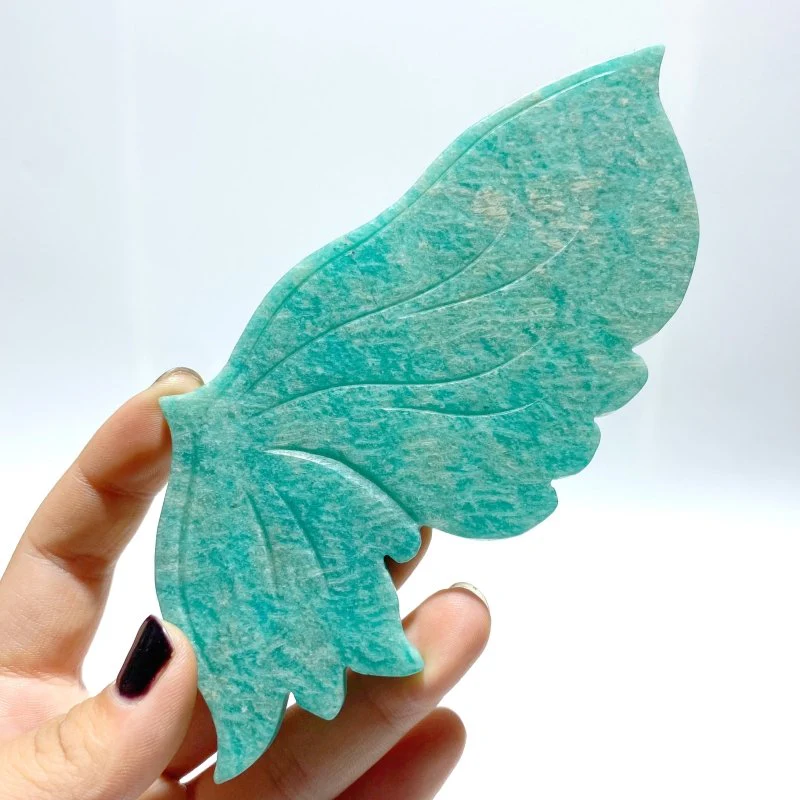 Unique Amazonite Butterfly Carving Wing With Stand - Image 4