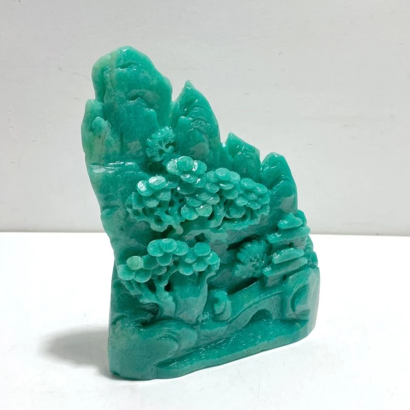 Unique Amazonite Landscape Pavilion Carving #4 - Image 2