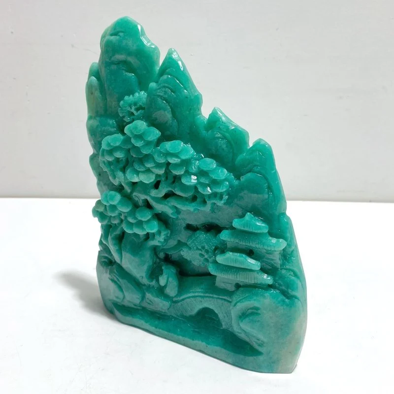 Unique Amazonite Landscape Pavilion Carving #4 - Image 3
