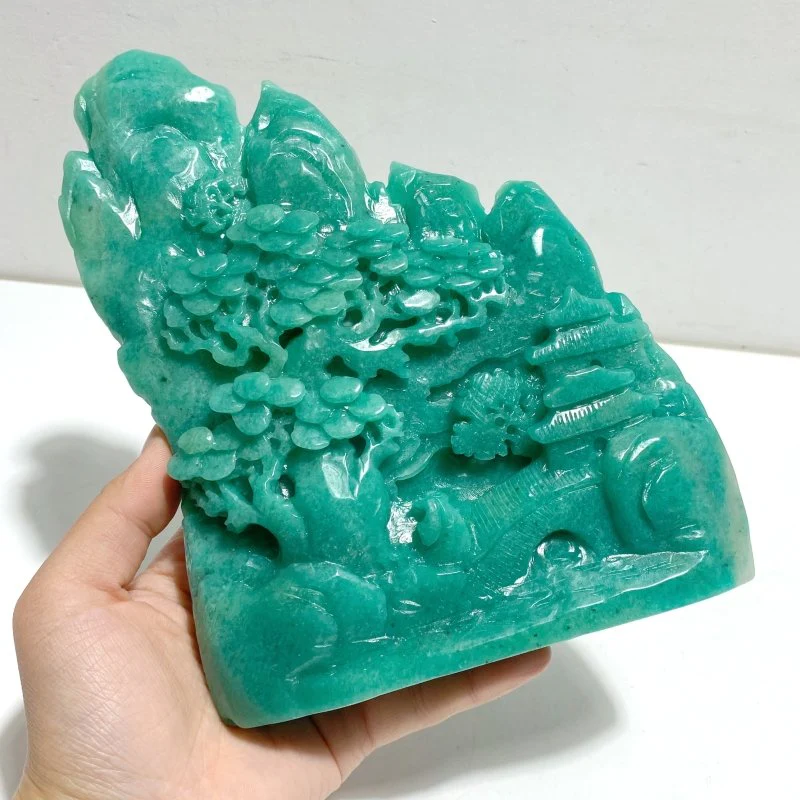 Unique Amazonite Landscape Pavilion Carving #4 - Image 4