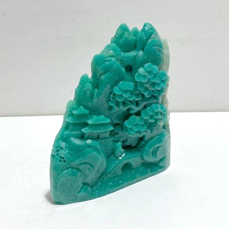 Unique Amazonite Landscape Pavilion Carving #5 - Image 2