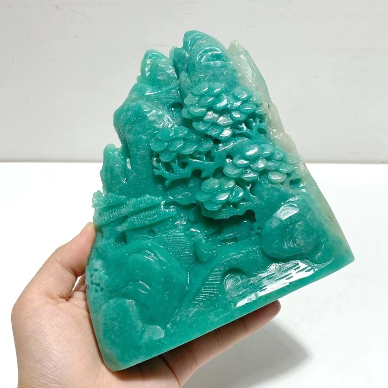 Unique Amazonite Landscape Pavilion Carving #5 - Image 4