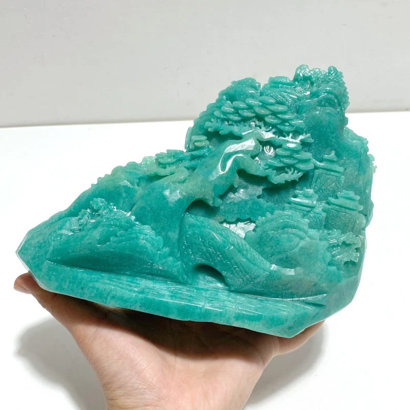 Unique Amazonite Landscape Pavilion Carving #6 - Image 4