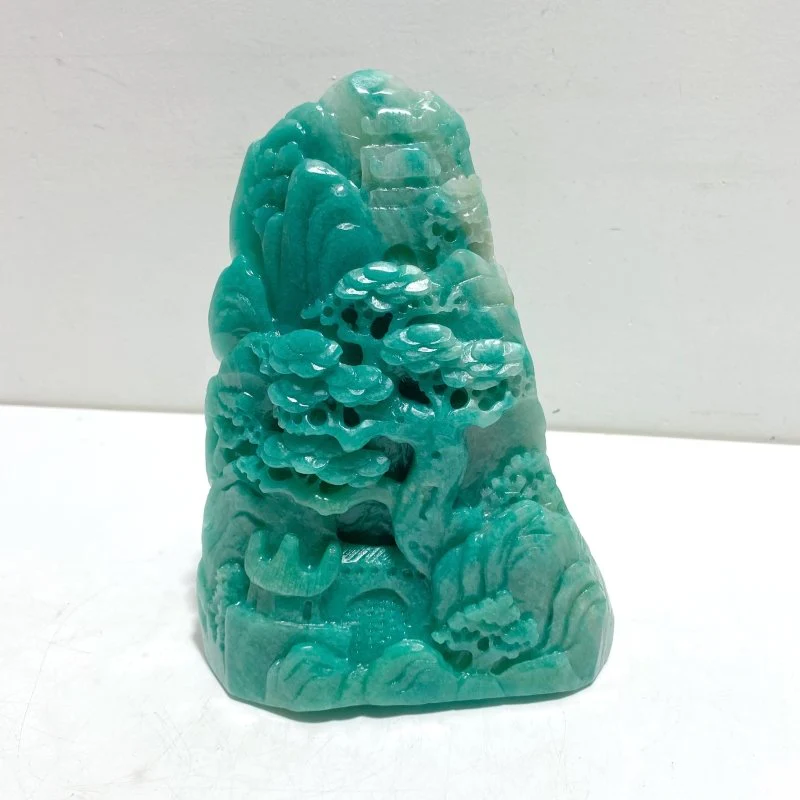 Unique Amazonite Landscape Pavilion Carving #7