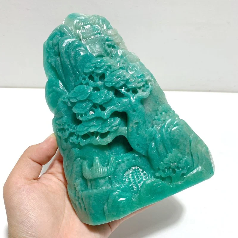Unique Amazonite Landscape Pavilion Carving #7 - Image 4