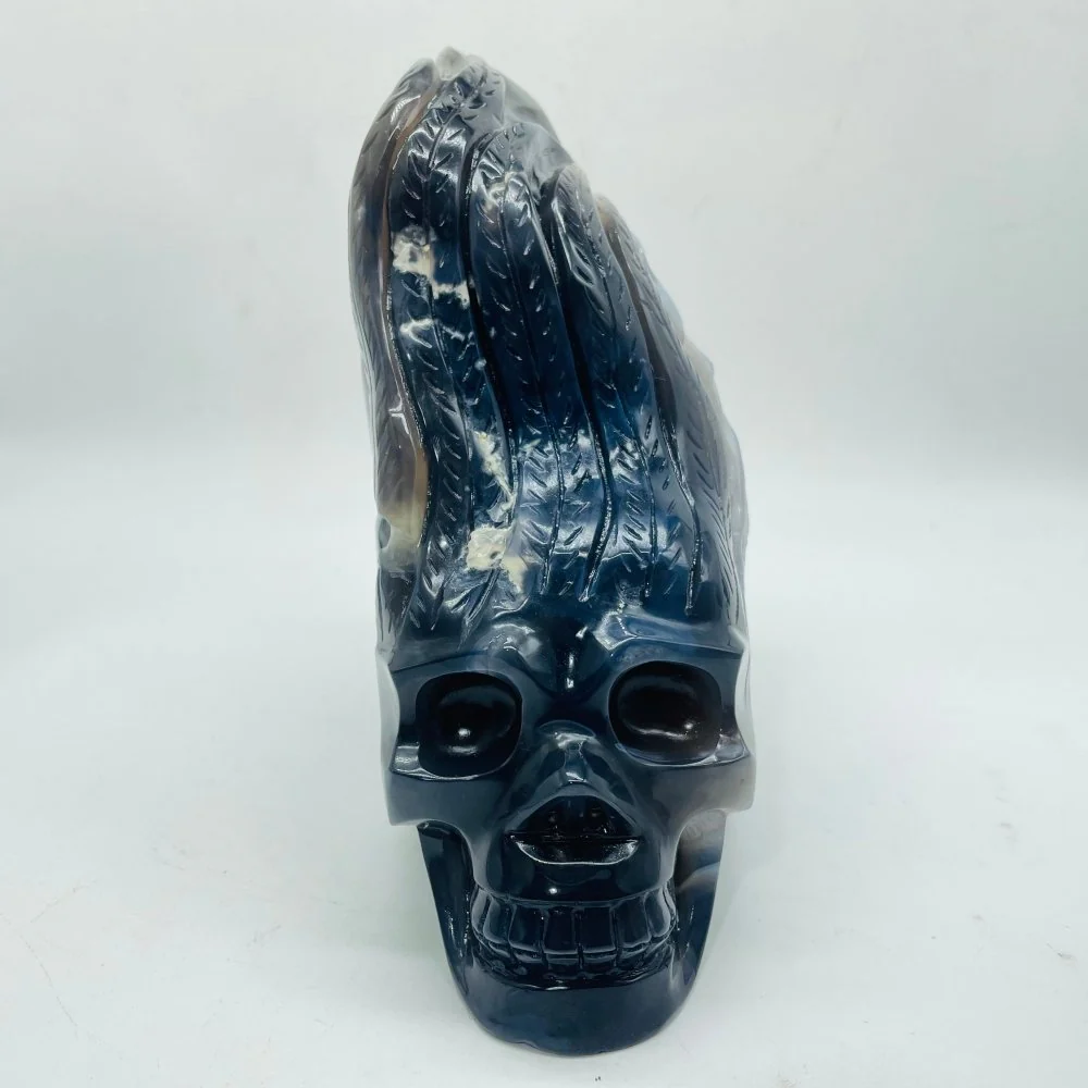 Unique Amethyst Agate Druzy Skull Carving - Image 5