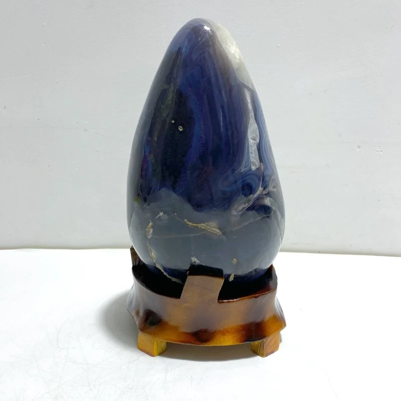 Unique Amethyst Mixed Geode Agate Calcite Dinosaur Egg Shape With Stand - Image 6