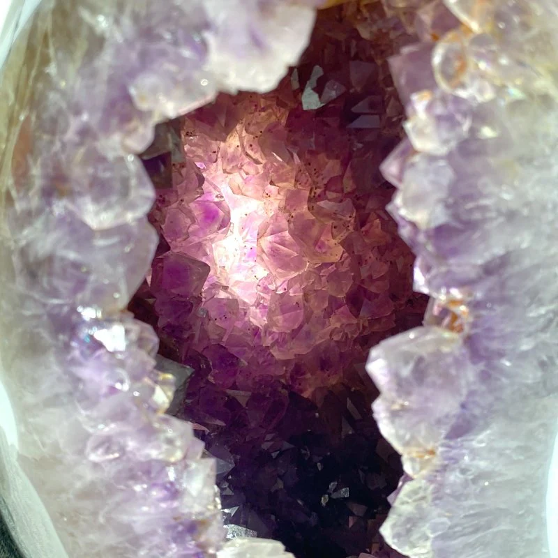 Unique Amethyst Mixed Geode Druzy Agate Dinosaur Egg Home Decor With Stand - Image 3
