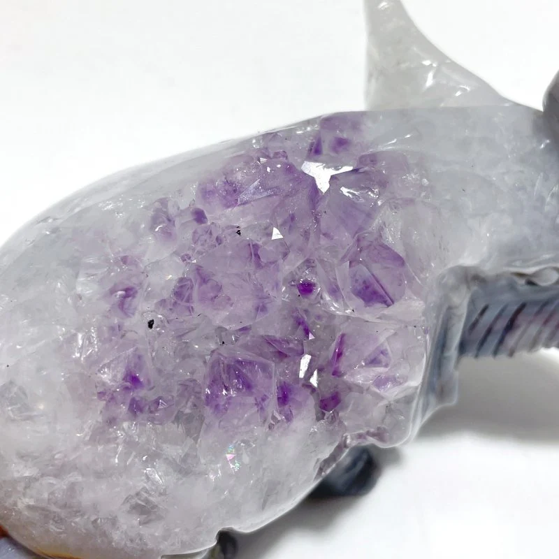 Unique Amethyst Mixed Geode Druzy Agate Elephant Animal Carving #A12 - Image 4
