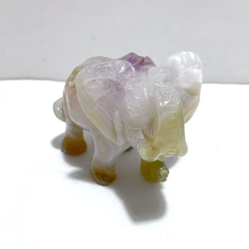 Unique Amethyst Mixed Geode Druzy Agate Elephant Animal Carving #A20 - Image 2