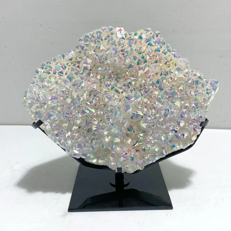 Unique Aura Quartz Cluster With Stand