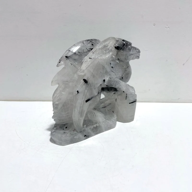 Unique Black Tourmaline Flying Dragon Castle Carving - Image 2