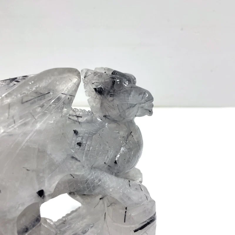 Unique Black Tourmaline Flying Dragon Castle Carving - Image 4