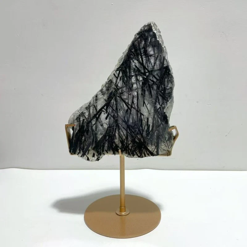Unique Black Tourmaline Slab With Stand #2 - Image 2