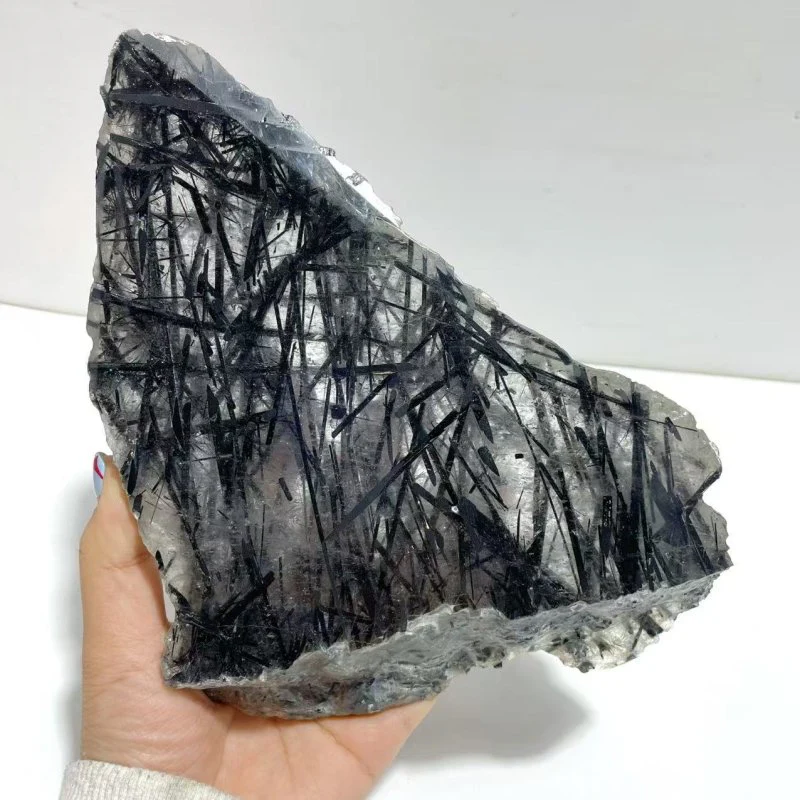 Unique Black Tourmaline Slab With Stand #2 - Image 4
