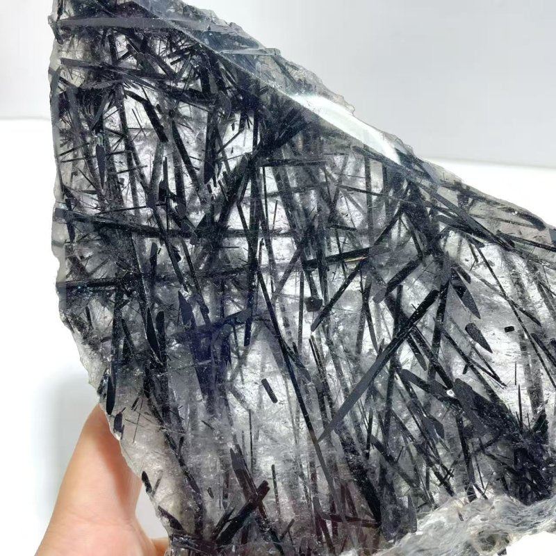 Unique Black Tourmaline Slab With Stand #2 - Image 5