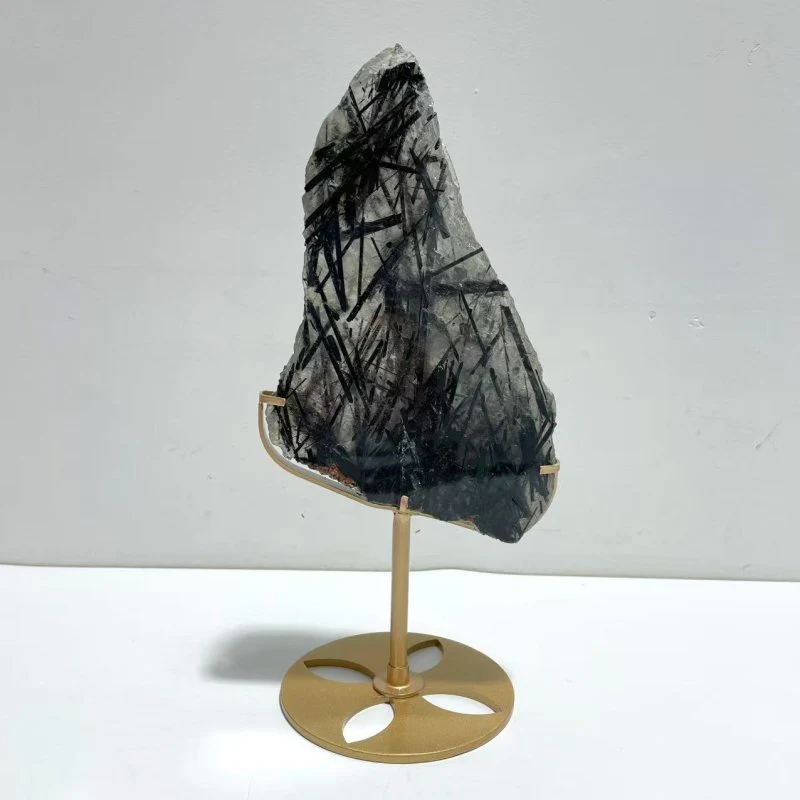 Unique Black Tourmaline Slab With Stand #1