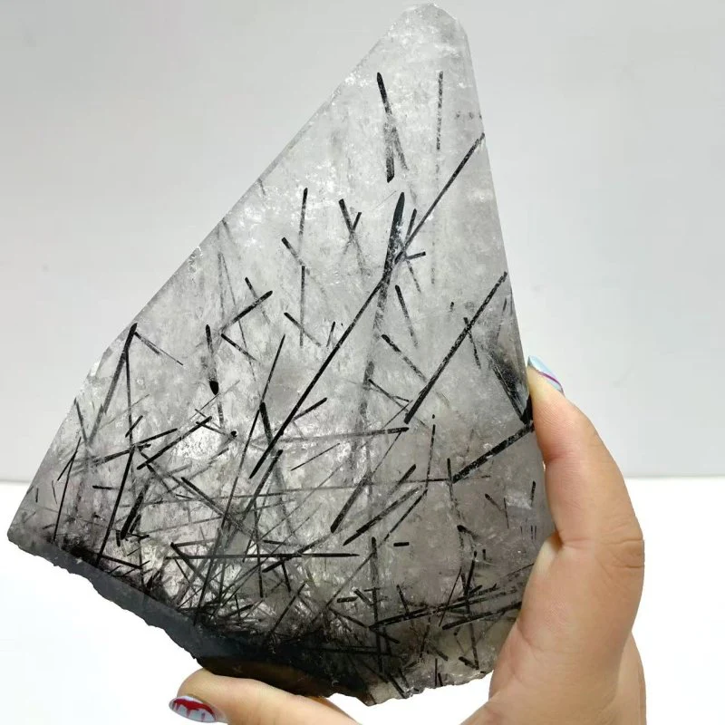 Unique Black Tourmaline Slab With Stand #3 - Image 3