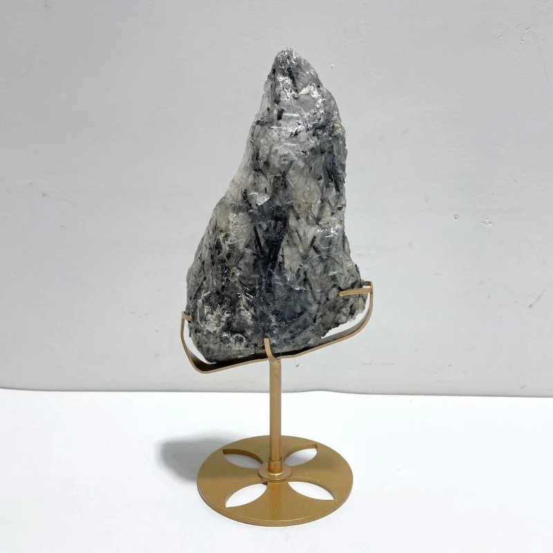Unique Black Tourmaline Slab With Stand #1 - Image 3