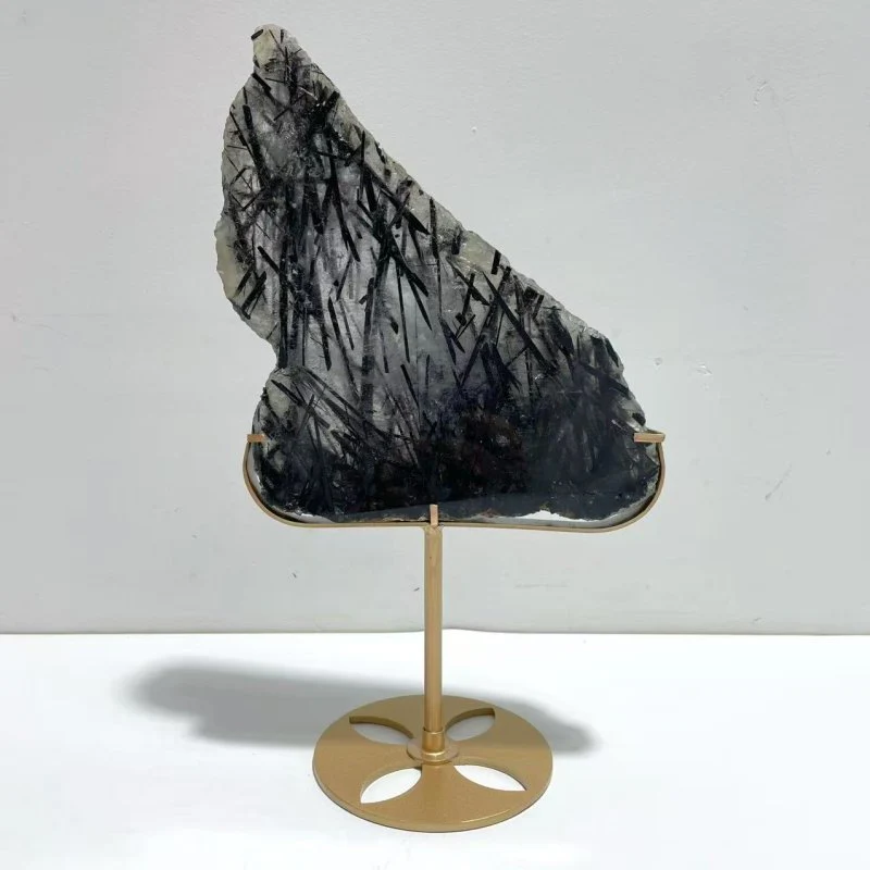 Unique Black Tourmaline Slab With Stand #4