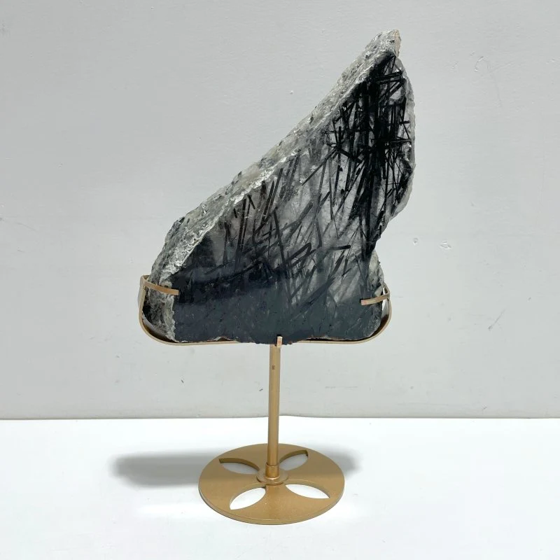 Unique Black Tourmaline Slab With Stand #4 - Image 2