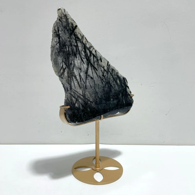 Unique Black Tourmaline Slab With Stand #4 - Image 3