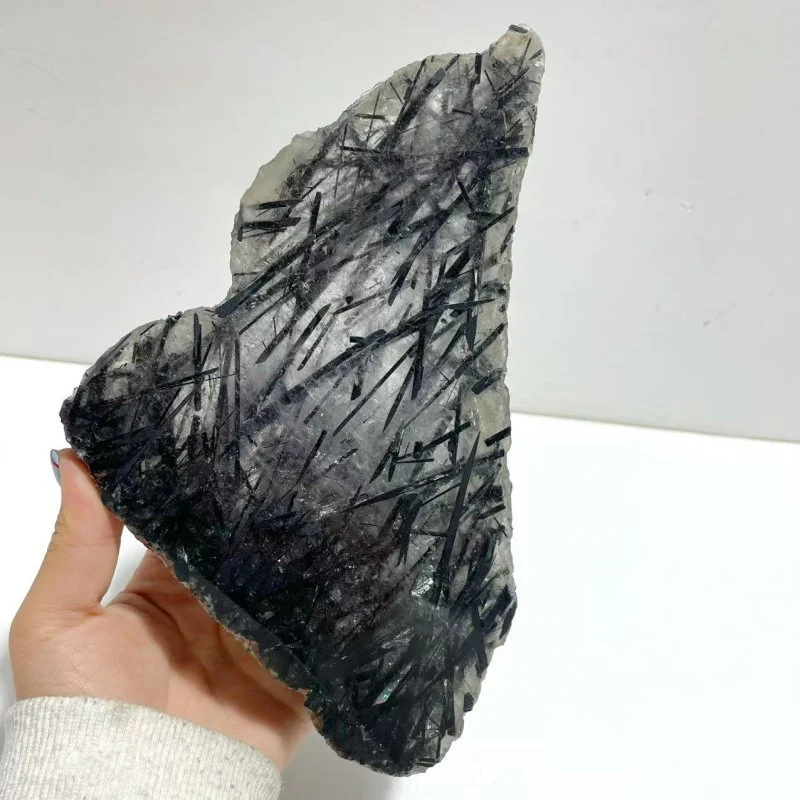Unique Black Tourmaline Slab With Stand #4 - Image 4