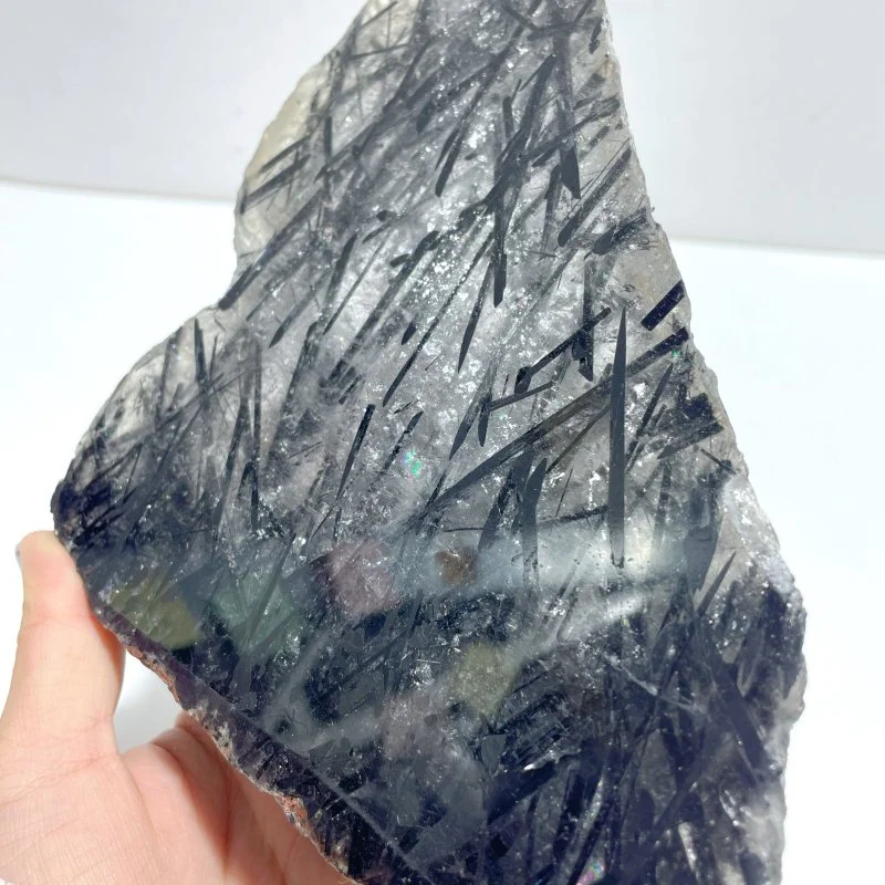 Unique Black Tourmaline Slab With Stand #4 - Image 5