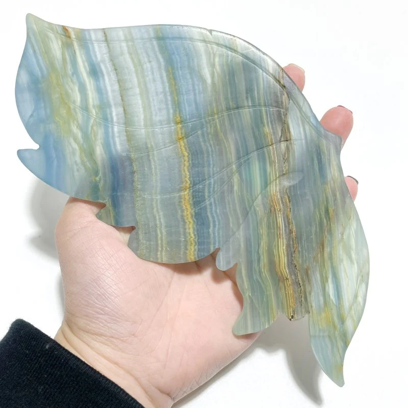 Unique Blue Onyx Butterfly Wing Carving With Stand - Image 3