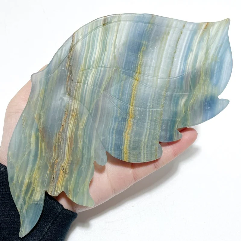 Unique Blue Onyx Butterfly Wing Carving With Stand - Image 4