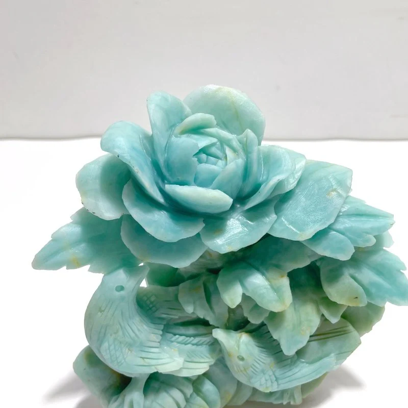 Unique Caribbean Calcite Bird&Flower Carving - Image 3