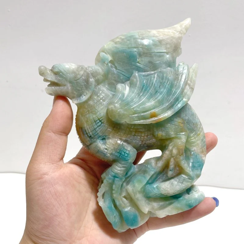 Unique Caribbean Calcite Flying Dragon Carving - Image 4