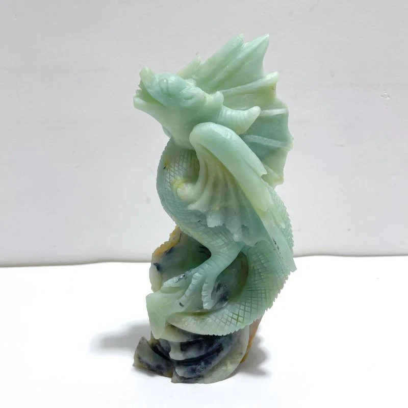 Unique Caribbean Calcite Flying Dragon Castle Carving