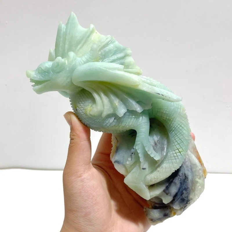Unique Caribbean Calcite Flying Dragon Castle Carving - Image 2