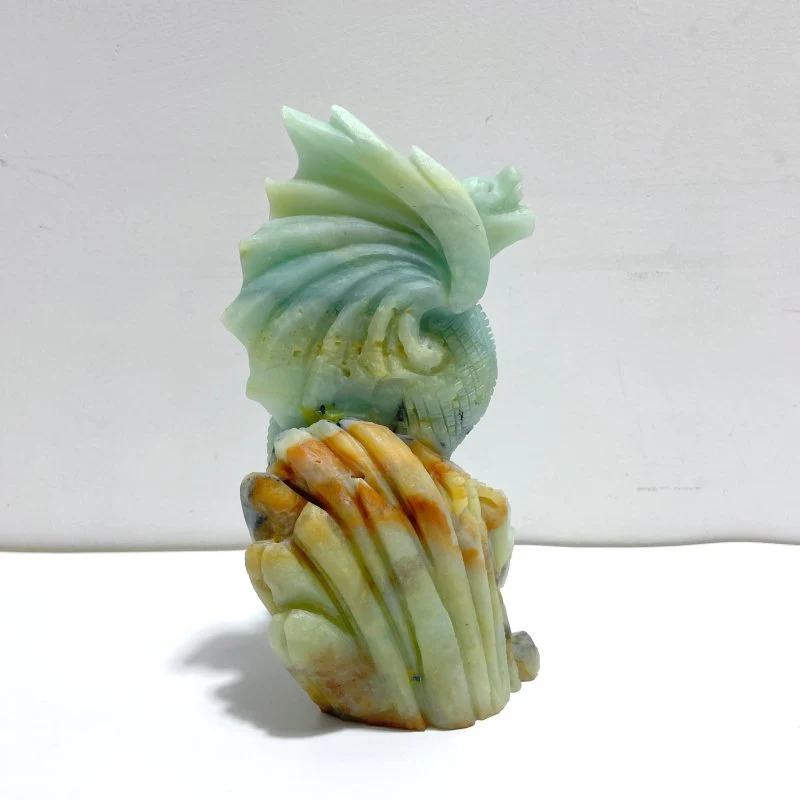 Unique Caribbean Calcite Flying Dragon Castle Carving - Image 4