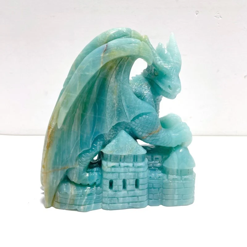 Unique Caribbean Calcite Flying Dragon Castle Carving