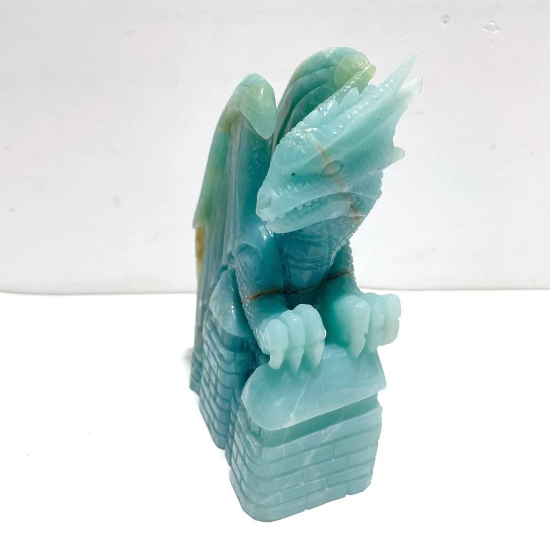 Unique Caribbean Calcite Flying Dragon Castle Carving - Image 2