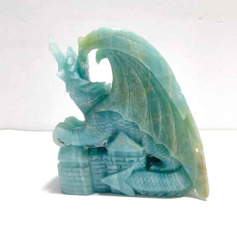 Unique Caribbean Calcite Flying Dragon Castle Carving - Image 3