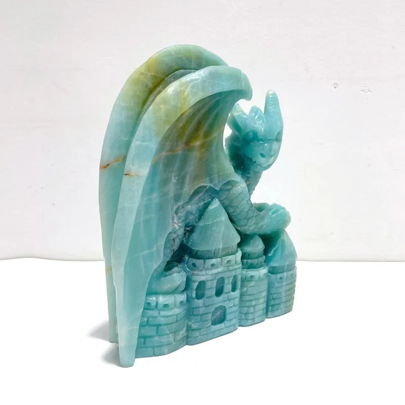 Unique Caribbean Calcite Flying Dragon Castle Carving - Image 2