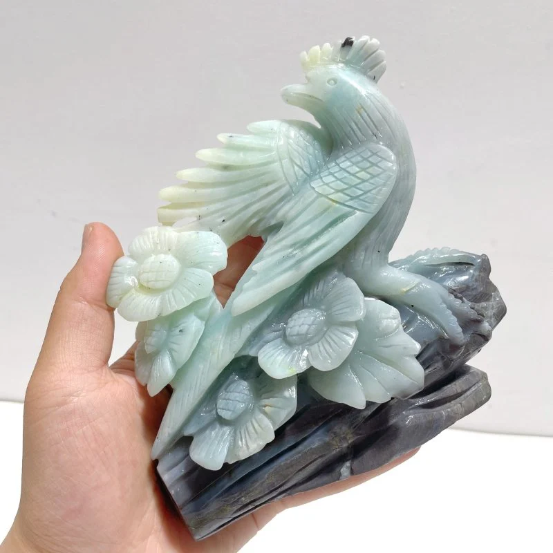 Unique Caribbean Calcite Mixed Pyrite Birds&Flower Carving - Image 4