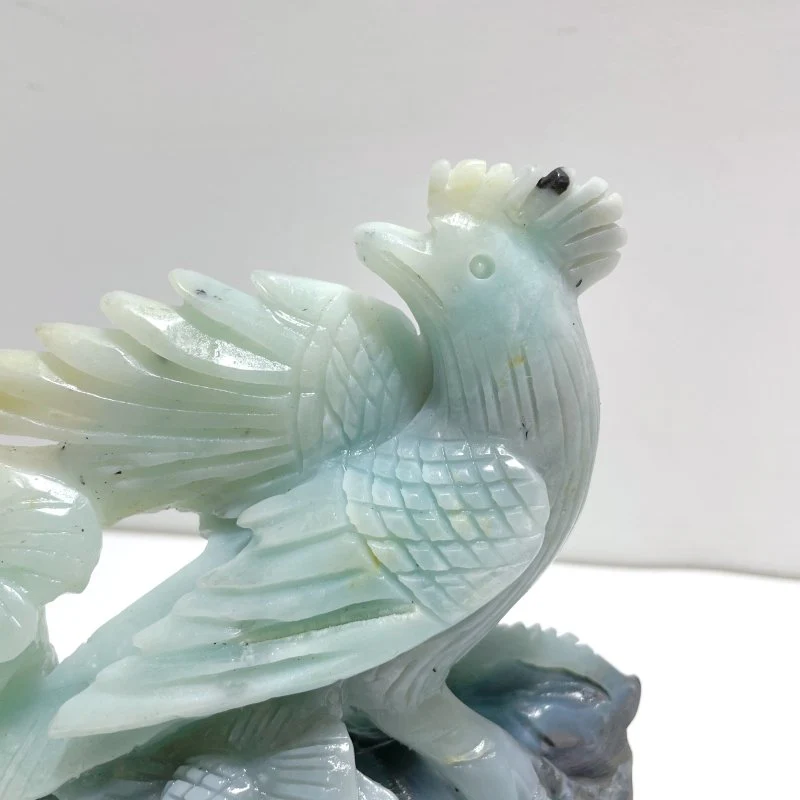 Unique Caribbean Calcite Mixed Pyrite Birds&Flower Carving - Image 5