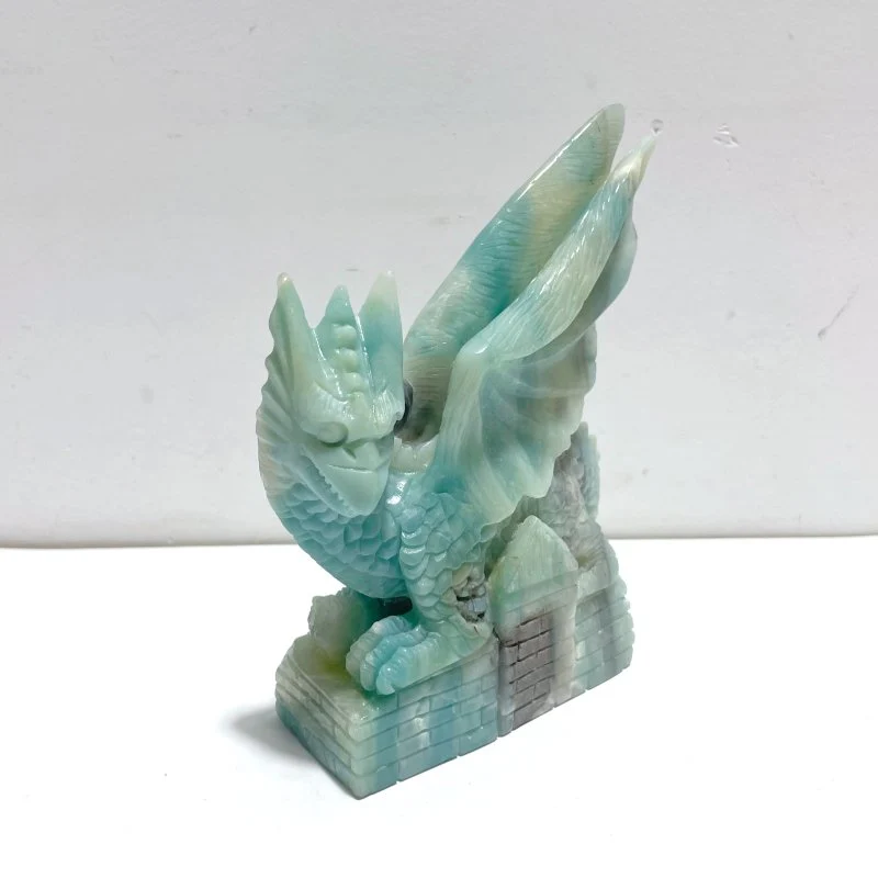 Unique Caribbean Calcite Mixed Pyrite Flying Dragon Castle Carving - Image 2
