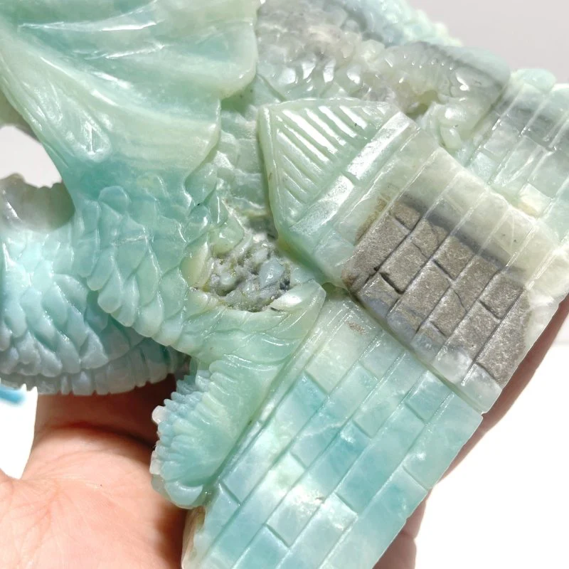 Unique Caribbean Calcite Mixed Pyrite Flying Dragon Castle Carving - Image 5