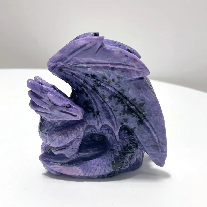 Unique Charoite Flying Dragon Carving #4