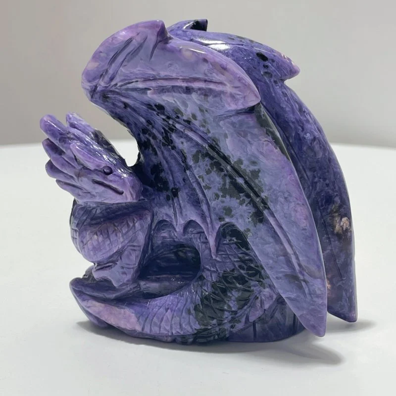 Unique Charoite Flying Dragon Carving #4 - Image 2